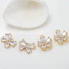 Jewelry Accessories Copper Electroplated 14K Gold Inlaid Zircon Bow And Fivepetal Flower Double Hanging Connector