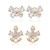 Jewelry Accessories Copper Electroplated 14K Gold Inlaid Zircon Bow And Fivepetal Flower Double Hanging Connector