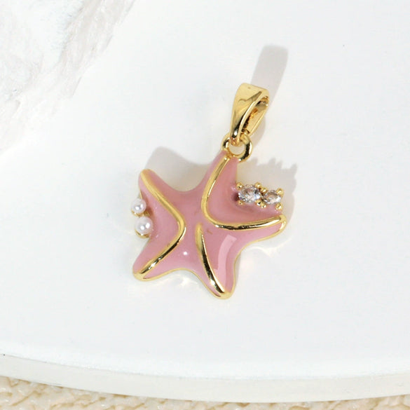 Jewelry Accessories Copper Electroplated Starfish Fivepointed Star Animal Style Necklace Pendant For Women