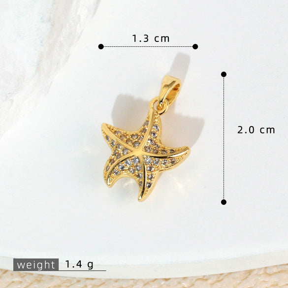 Jewelry Accessories Copper Electroplated Starfish Fivepointed Star Animal Style Necklace Pendant For Women