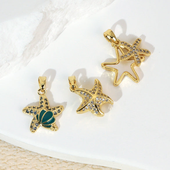 Jewelry Accessories Copper Electroplated Starfish Fivepointed Star Animal Style Necklace Pendant For Women