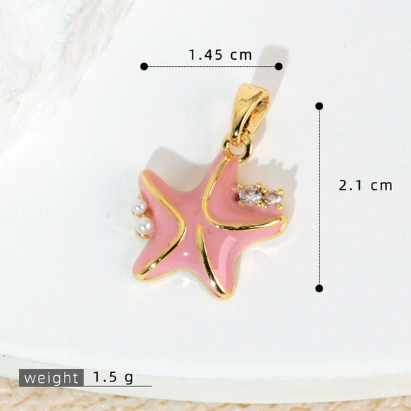 Jewelry Accessories Copper Electroplated Starfish Fivepointed Star Animal Style Necklace Pendant For Women