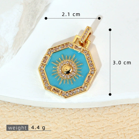 Jewelry Accessories Copper Geometric Dripping Oil Micro Inlaid Pendant Necklace Bracelet