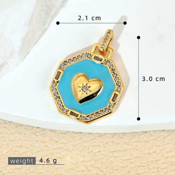 Jewelry Accessories Copper Geometric Dripping Oil Micro Inlaid Pendant Necklace Bracelet