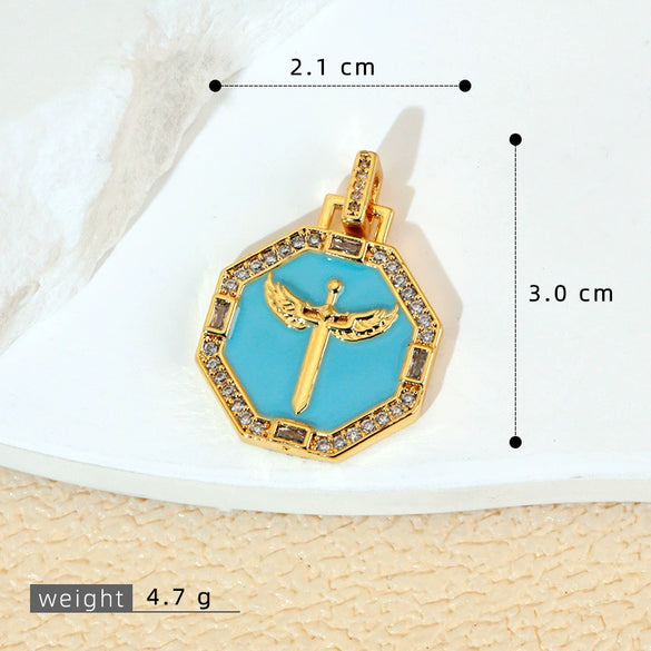 Jewelry Accessories Copper Geometric Dripping Oil Micro Inlaid Pendant Necklace Bracelet