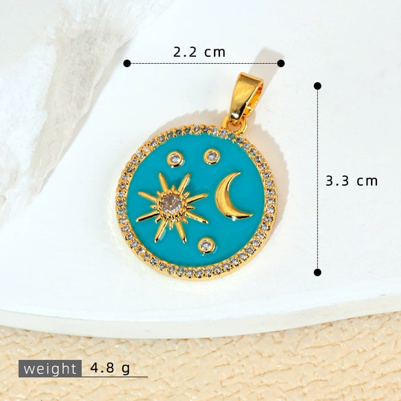 Jewelry Accessories Copper Geometric Dripping Oil Micro Inlaid Pendant Necklace Bracelet