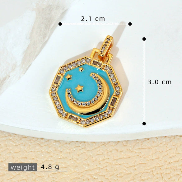 Jewelry Accessories Copper Geometric Dripping Oil Micro Inlaid Pendant Necklace Bracelet