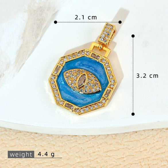 Jewelry Accessories Copper Geometric Dripping Oil Micro Inlaid Pendant Necklace Bracelet