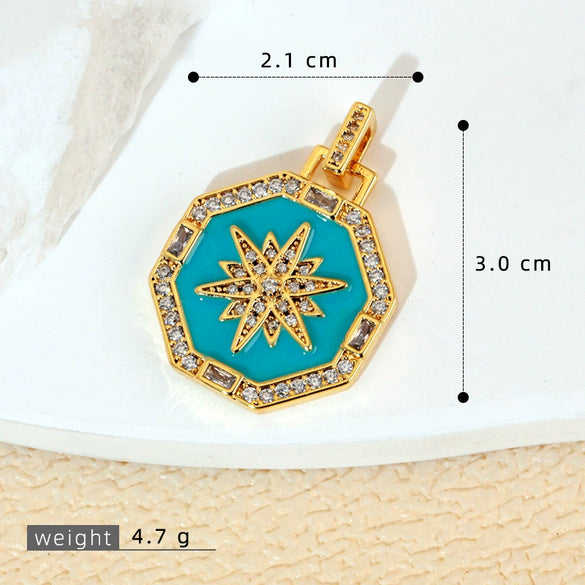 Jewelry Accessories Copper Geometric Dripping Oil Micro Inlaid Pendant Necklace Bracelet