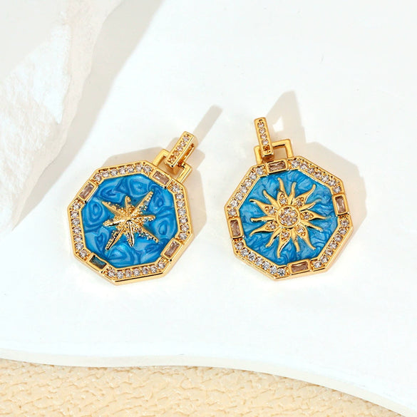 Jewelry Accessories Copper Geometric Dripping Oil Micro Inlaid Pendant Necklace Bracelet