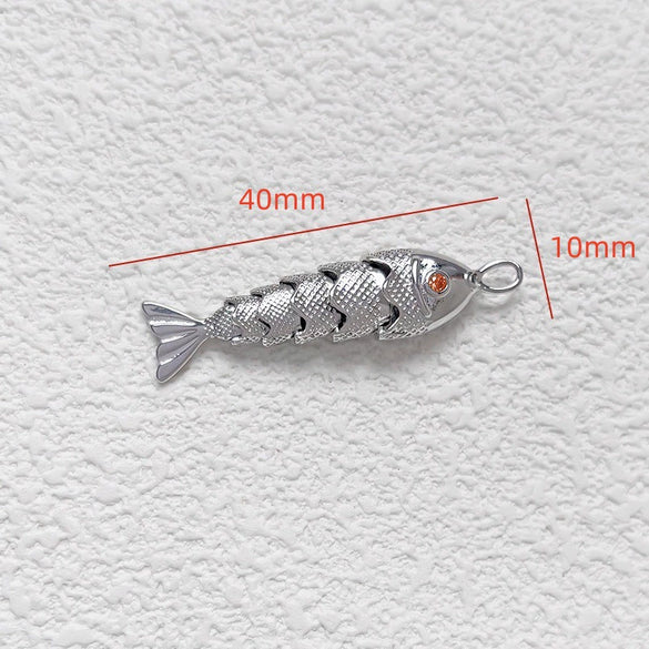 Jewelry Accessories Copper Geometric Fish Koi Pendant Electroplated With Lines Pattern Diy Handmade
