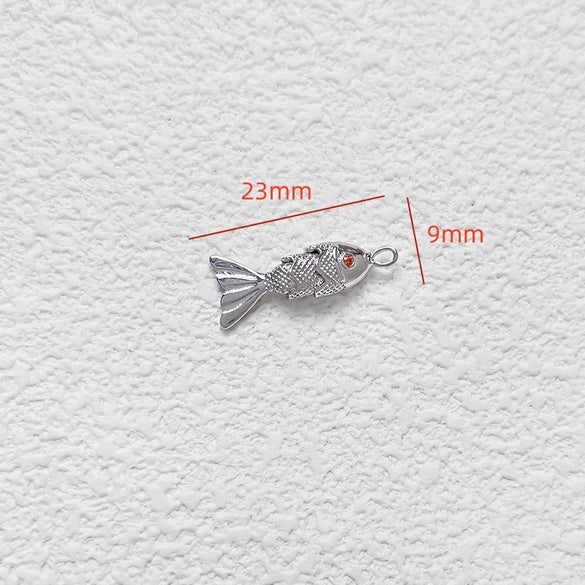Jewelry Accessories Copper Geometric Fish Koi Pendant Electroplated With Lines Pattern Diy Handmade
