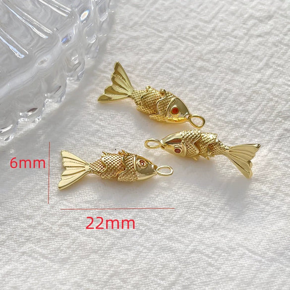 Jewelry Accessories Copper Geometric Fish Koi Pendant Electroplated With Lines Pattern Diy Handmade