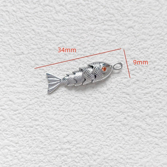 Jewelry Accessories Copper Geometric Fish Koi Pendant Electroplated With Lines Pattern Diy Handmade