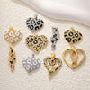 Jewelry Accessories Copper Goldplated Heart Pendant With Leopard Print And Colorpreserving Electroplating