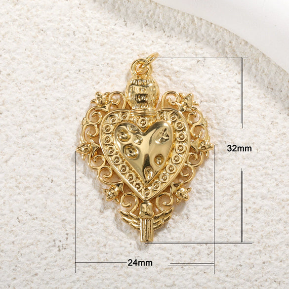 Jewelry Accessories Copper Goldplated Zircon Heart Pendant Light Luxury Cut Out