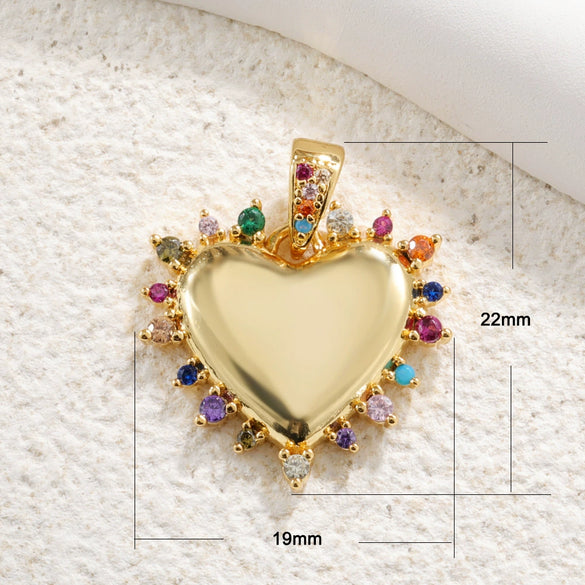 Jewelry Accessories Copper Goldplated Zircon Heart Pendant Light Luxury Cut Out