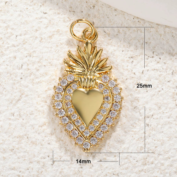 Jewelry Accessories Copper Goldplated Zircon Heart Pendant Light Luxury Cut Out