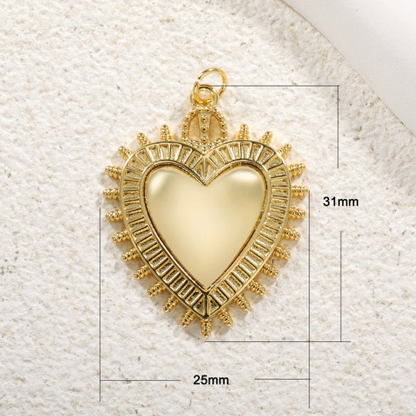 Jewelry Accessories Copper Goldplated Zircon Heart Pendant Light Luxury Cut Out