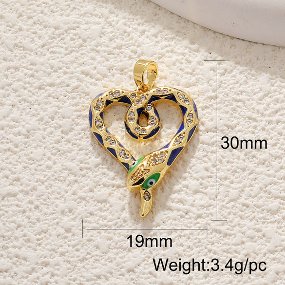 Jewelry Accessories Copper Heart Shape Pendant With Oil Drop Enamel And Leopard Love Design Electroplated