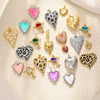 Jewelry Accessories Copper Heart Shape Pendant With Oil Drop Enamel And Leopard Love Design Electroplated