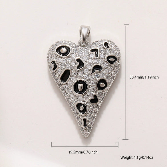 Jewelry Accessories Copper Heart Shape Pendant With Oil Drop Enamel And Leopard Love Design Electroplated