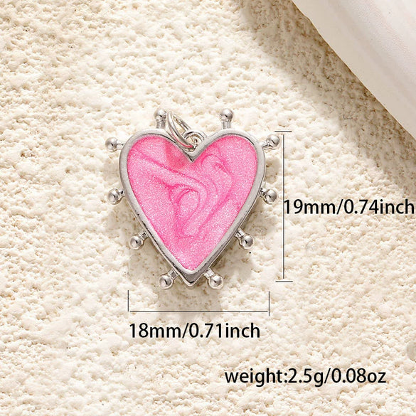 Jewelry Accessories Copper Heart Shape Pendant With Oil Drop Enamel And Leopard Love Design Electroplated