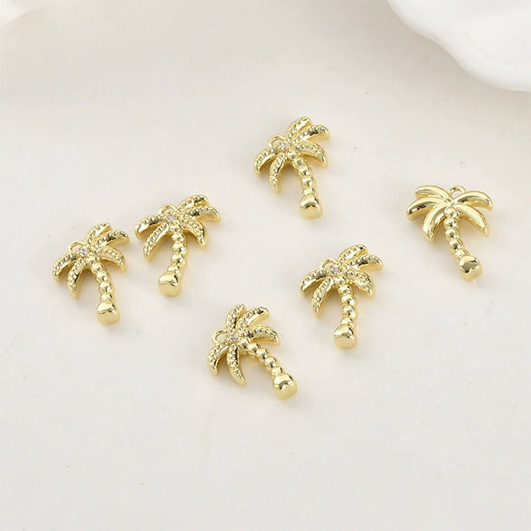 Jewelry Accessories Copper 14K Goldplated Oceanthemed Shell Starfish Coconut Tree Zircon Inlaid Diy Handmade