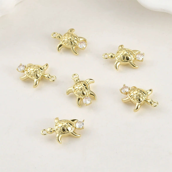 Jewelry Accessories Copper 14K Goldplated Oceanthemed Shell Starfish Coconut Tree Zircon Inlaid Diy Handmade