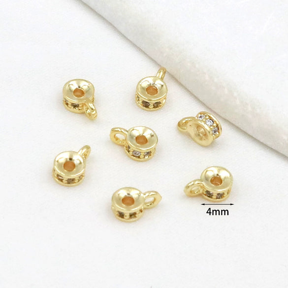 Jewelry Accessories Copper 14K Goldplated Zircon Ring With Hanging Beads Threeway Gasket Electroplating Versatile Minimalist