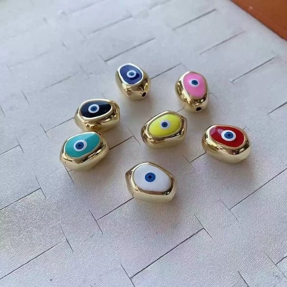 Jewelry Accessories Copper Oildrip Rainbowcolored Beaded Bracelet Necklace With Throughhole Beads Electroplating Craft