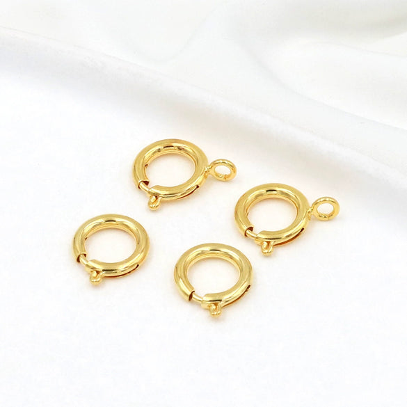 Jewelry Accessories Copper Open Closed Spring Buckle Electroplated For Necklace Bracelet Diy Handmade 18K Real Gold Colorpreserving