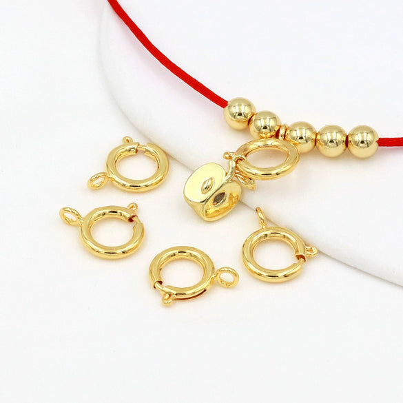 Jewelry Accessories Copper Open Closed Spring Buckle Electroplated For Necklace Bracelet Diy Handmade 18K Real Gold Colorpreserving