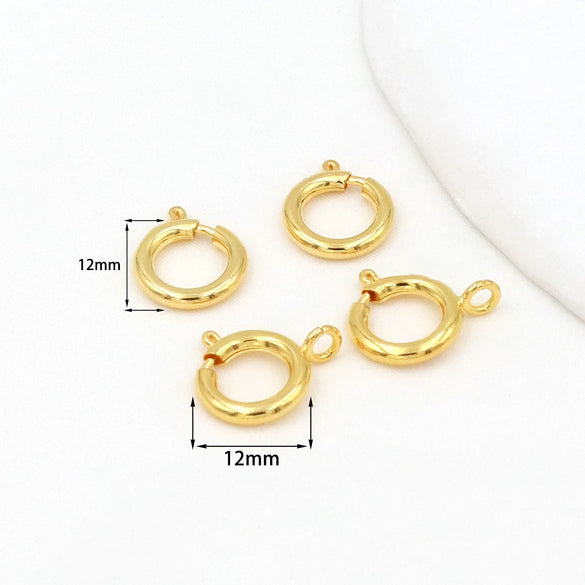 Jewelry Accessories Copper Open Closed Spring Buckle Electroplated For Necklace Bracelet Diy Handmade 18K Real Gold Colorpreserving