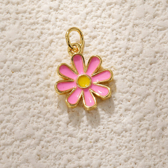 Jewelry Accessories Copper Plated Gold Flower Pendant Necklace With Sweet Style
