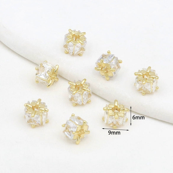 Jewelry Accessories Copper Square Zircon Beaded Handmade Electroplated Diy Bracelet Necklace Material