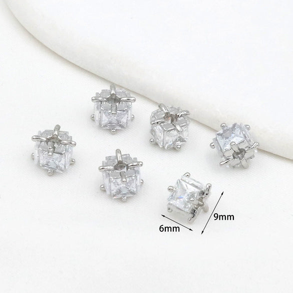 Jewelry Accessories Copper Square Zircon Beaded Handmade Electroplated Diy Bracelet Necklace Material