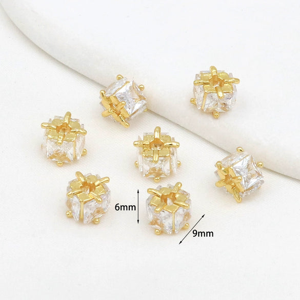 Jewelry Accessories Copper Square Zircon Beaded Handmade Electroplated Diy Bracelet Necklace Material