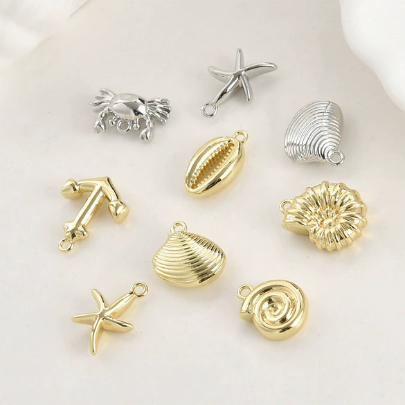 Jewelry Accessories Copper Starfish Shell Pendant Electroplating Simple Style Marine Series