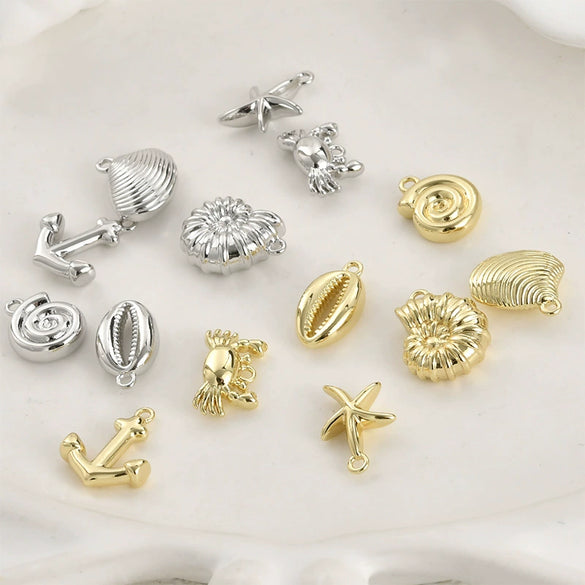 Jewelry Accessories Copper Starfish Shell Pendant Electroplating Simple Style Marine Series