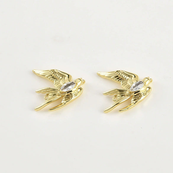 Jewelry Accessories Copper Swallow Pearl Double Hanging Electroplated Diy Material