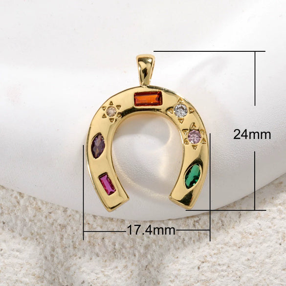 Jewelry Accessories Copper Ushaped Horseshoe Pendant Electroplated With Real Gold Color Retention
