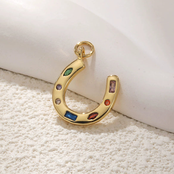 Jewelry Accessories Copper Ushaped Horseshoe Pendant Electroplated With Real Gold Color Retention