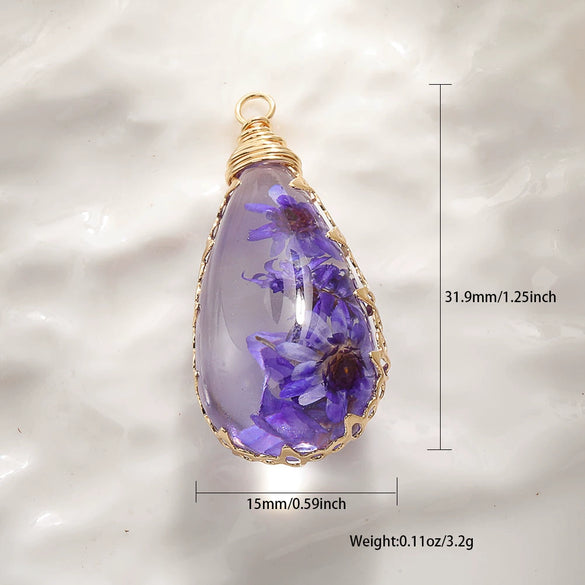 Jewelry Accessories Copper Wire Edge Conch Real Dried Flower Pendant Glue