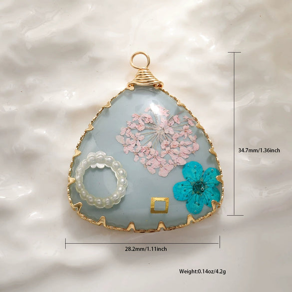 Jewelry Accessories Copper Wire Edge Conch Real Dried Flower Pendant Glue