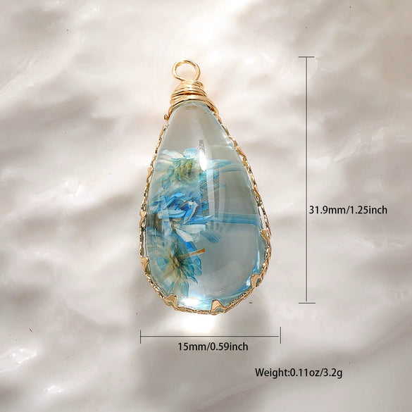 Jewelry Accessories Copper Wire Edge Conch Real Dried Flower Pendant Glue
