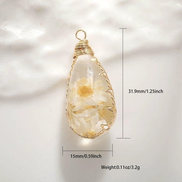 Jewelry Accessories Copper Wire Edge Conch Real Dried Flower Pendant Glue