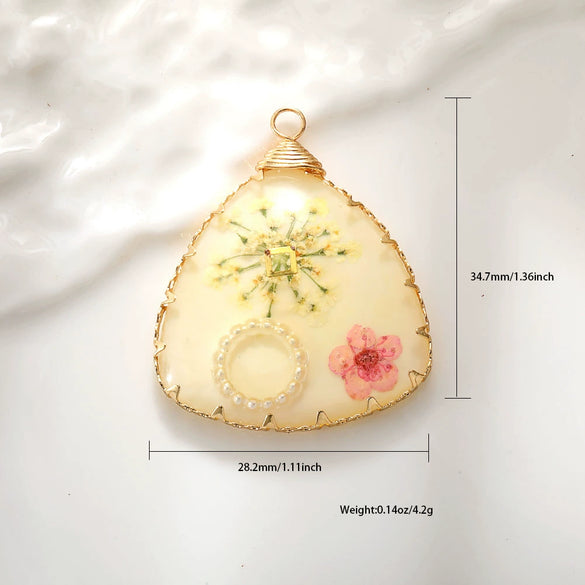 Jewelry Accessories Copper Wire Edge Conch Real Dried Flower Pendant Glue