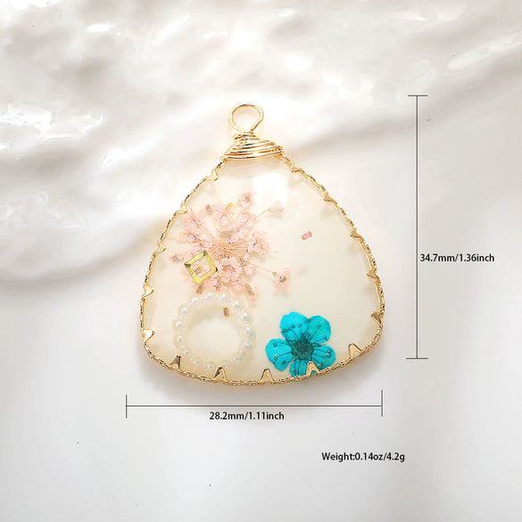 Jewelry Accessories Copper Wire Edge Conch Real Dried Flower Pendant Glue