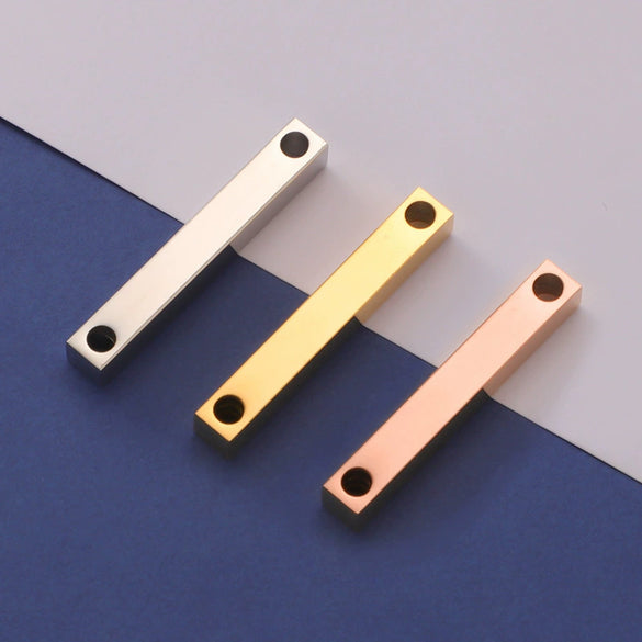 Jewelry Accessories Double Hole Mirror Stainless Steel 3D Stereo Stick Square Cylindrical Engraving Pendant Mirror Polishing